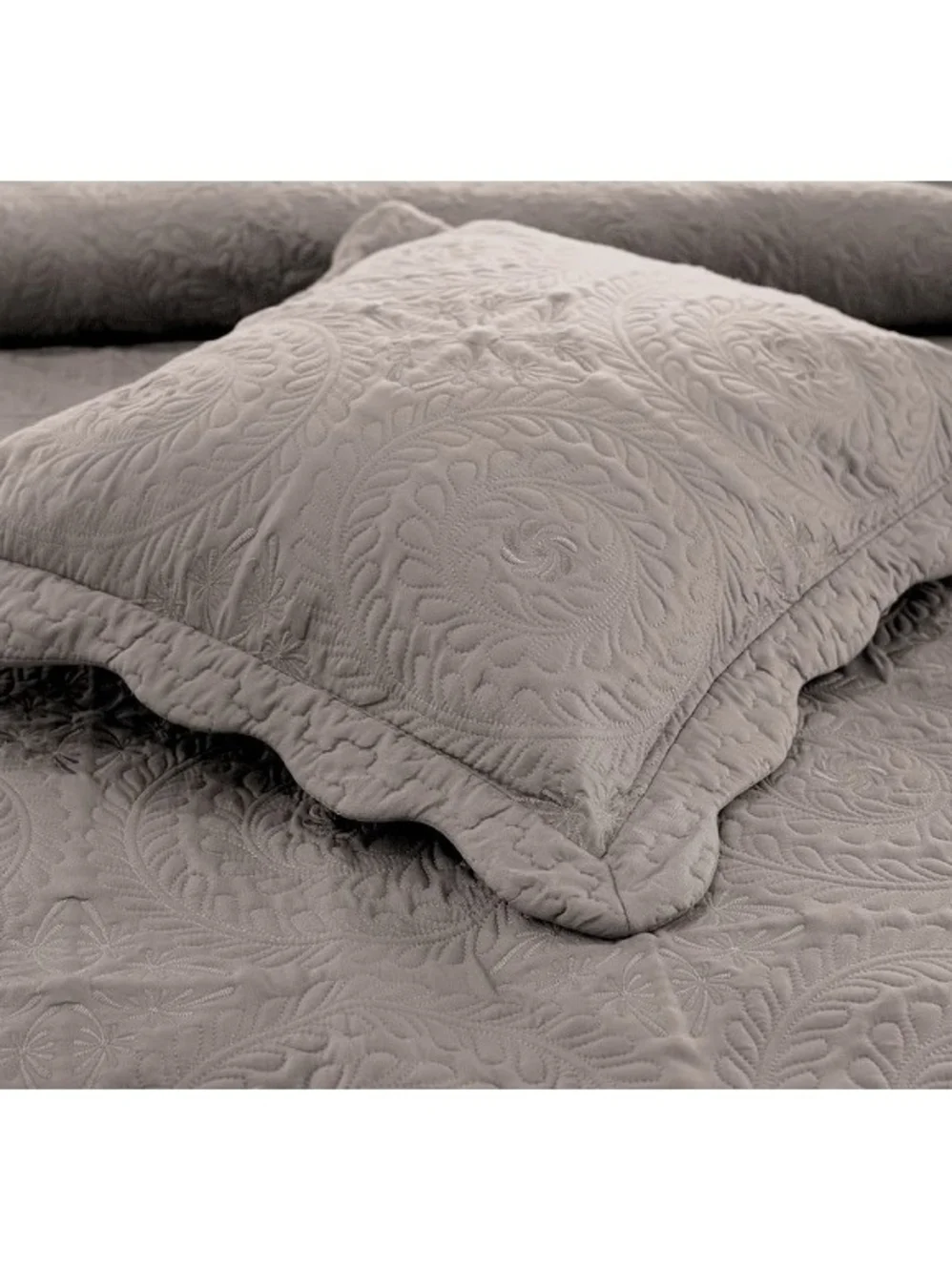 Embroidered Quilt Set - Taupe King Size New In Packaging